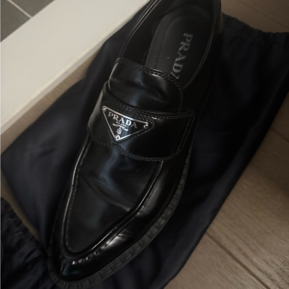 Prada Women’s Shiny Black Slip-On Loafers